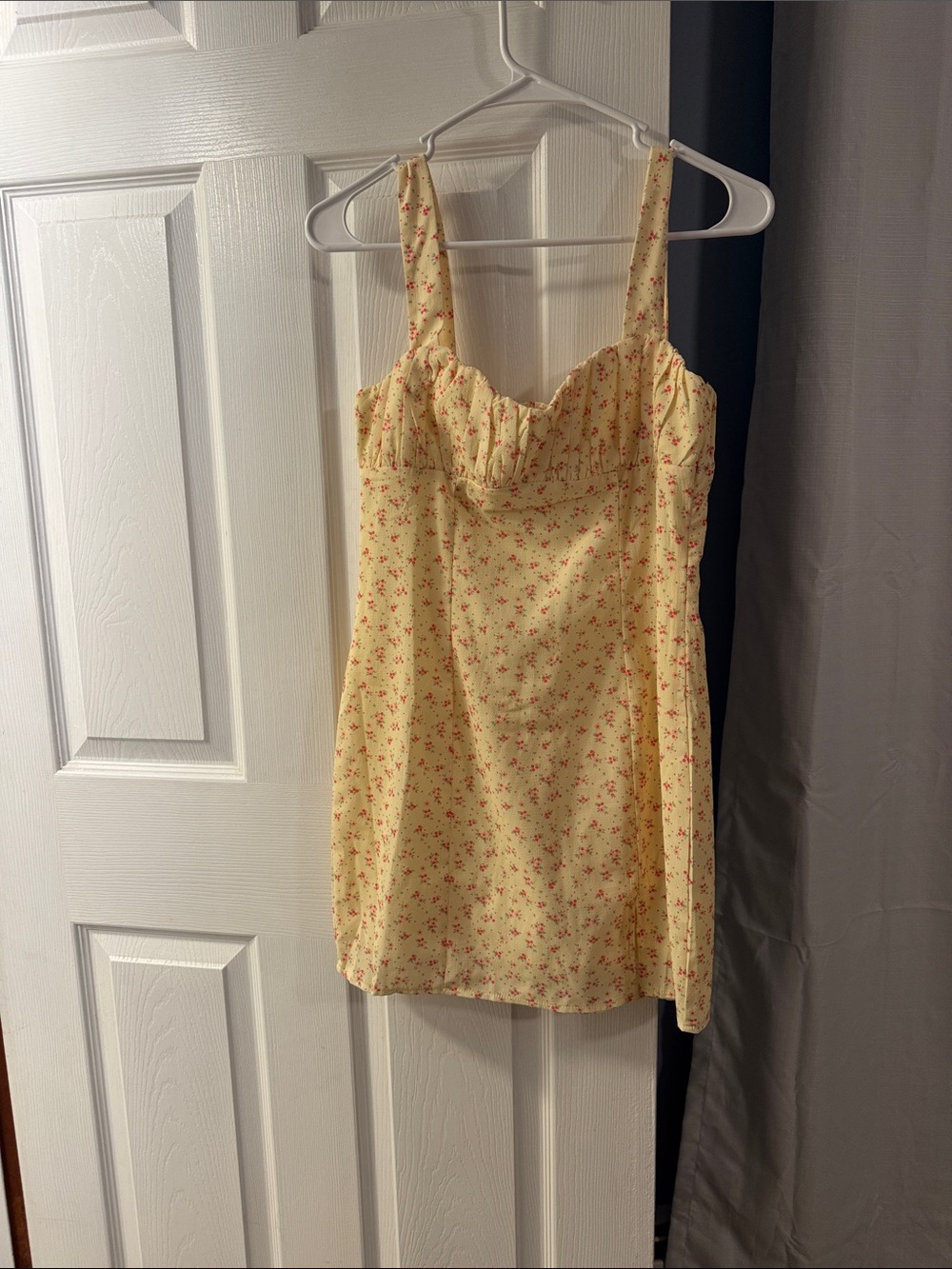 Princess Polly Yellow Mini Dress with Pink Floral Print